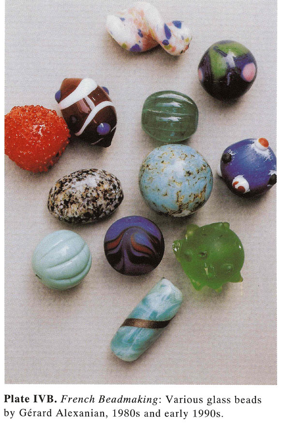 Plate IVB French Beadmaking: Various glass beads by Gerard Alexanian, 1980s and early 1990s.
