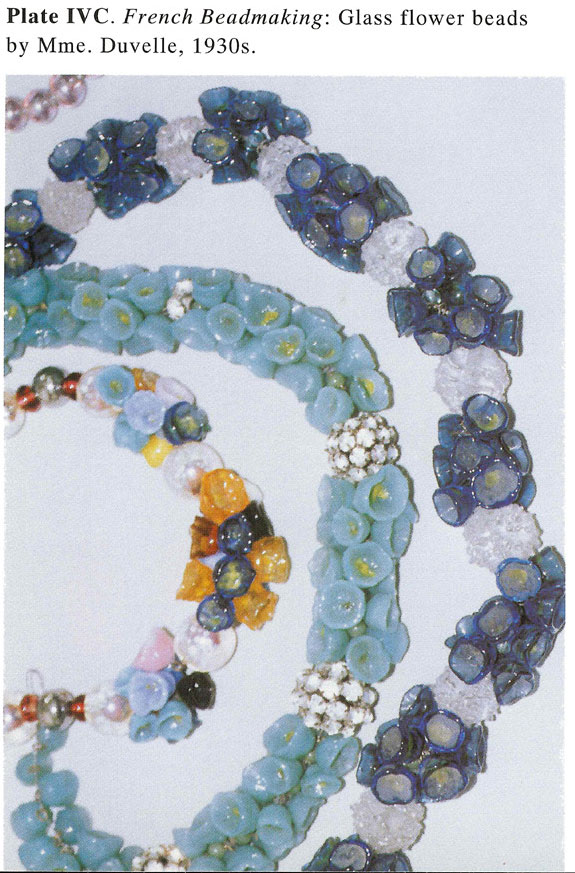 Plate IVC French Beadmaking: Glass flower beads by Mme. Duvelle, 1930s.