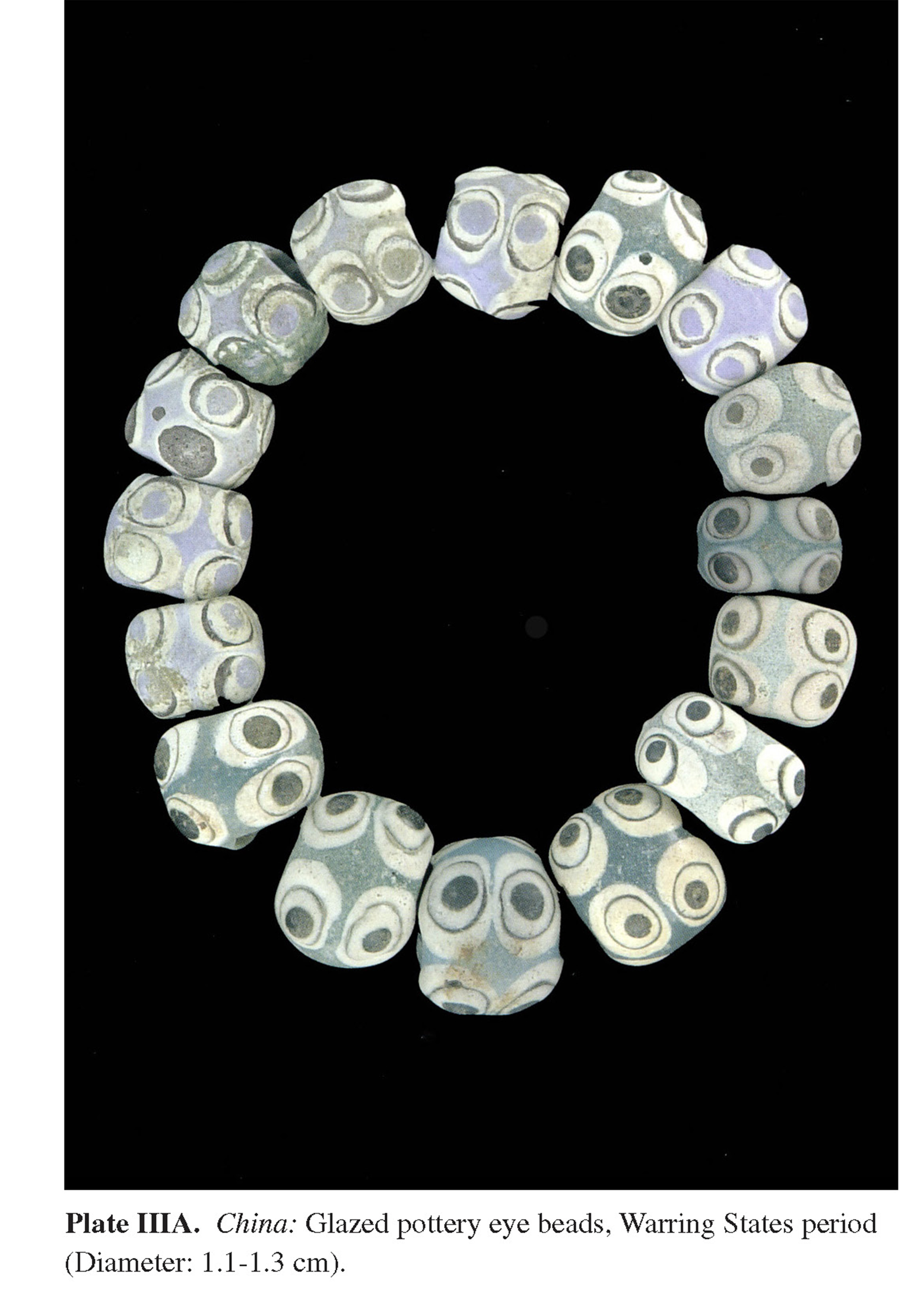 Plate IIIA China: Glazed pottery eye beads, Warring States period (Diameter: 1.1-1.3 cm).