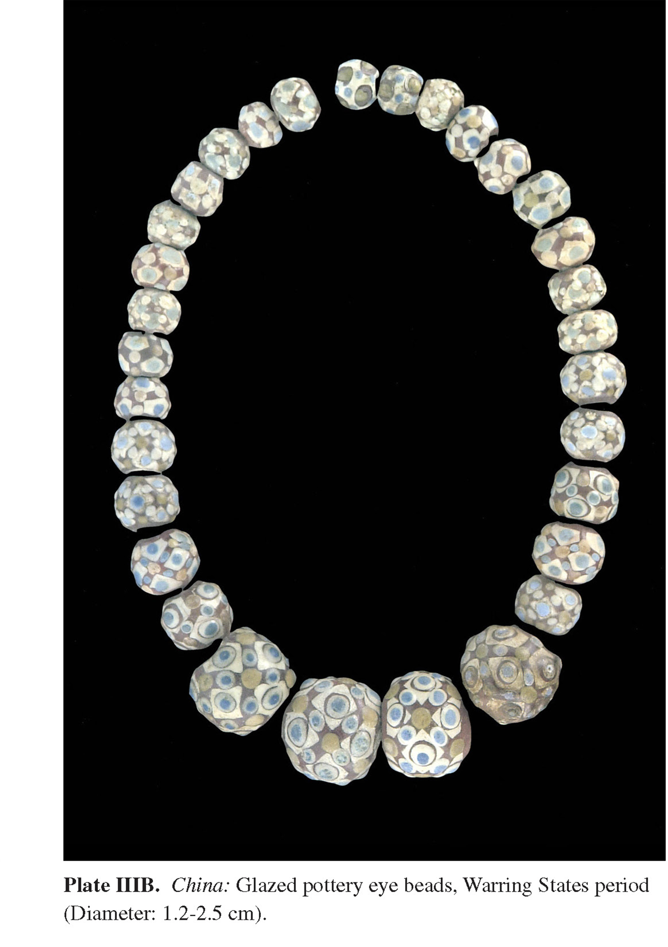 Plate IIIB China: Glazed pottery eye beads, Warring States period (Diameter: 1.2-2.5 cm).