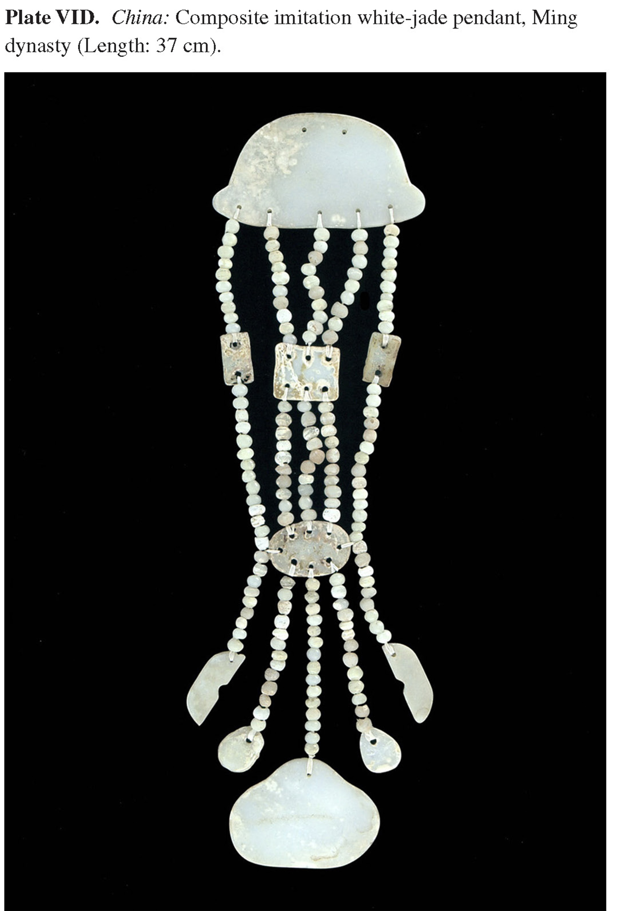 Plate VID China: Composite imitation white-jade pendant, Ming dynasty (Length: 37 cm).