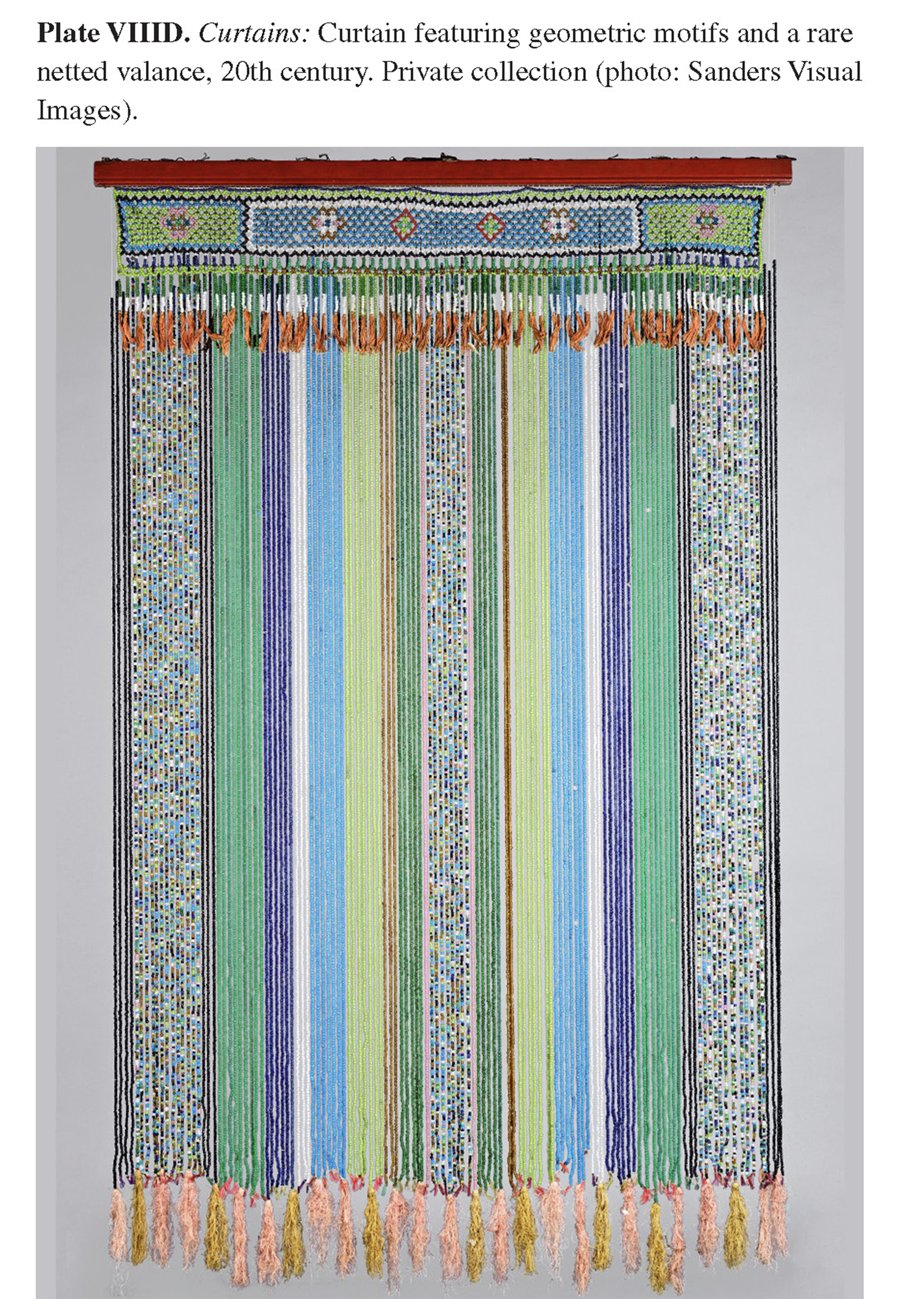 Plate VIIID Curtains: Curtain featuring geometric motifs and a rare netted valance, 20th century. Private collection (photo: Sanders Visual Images).