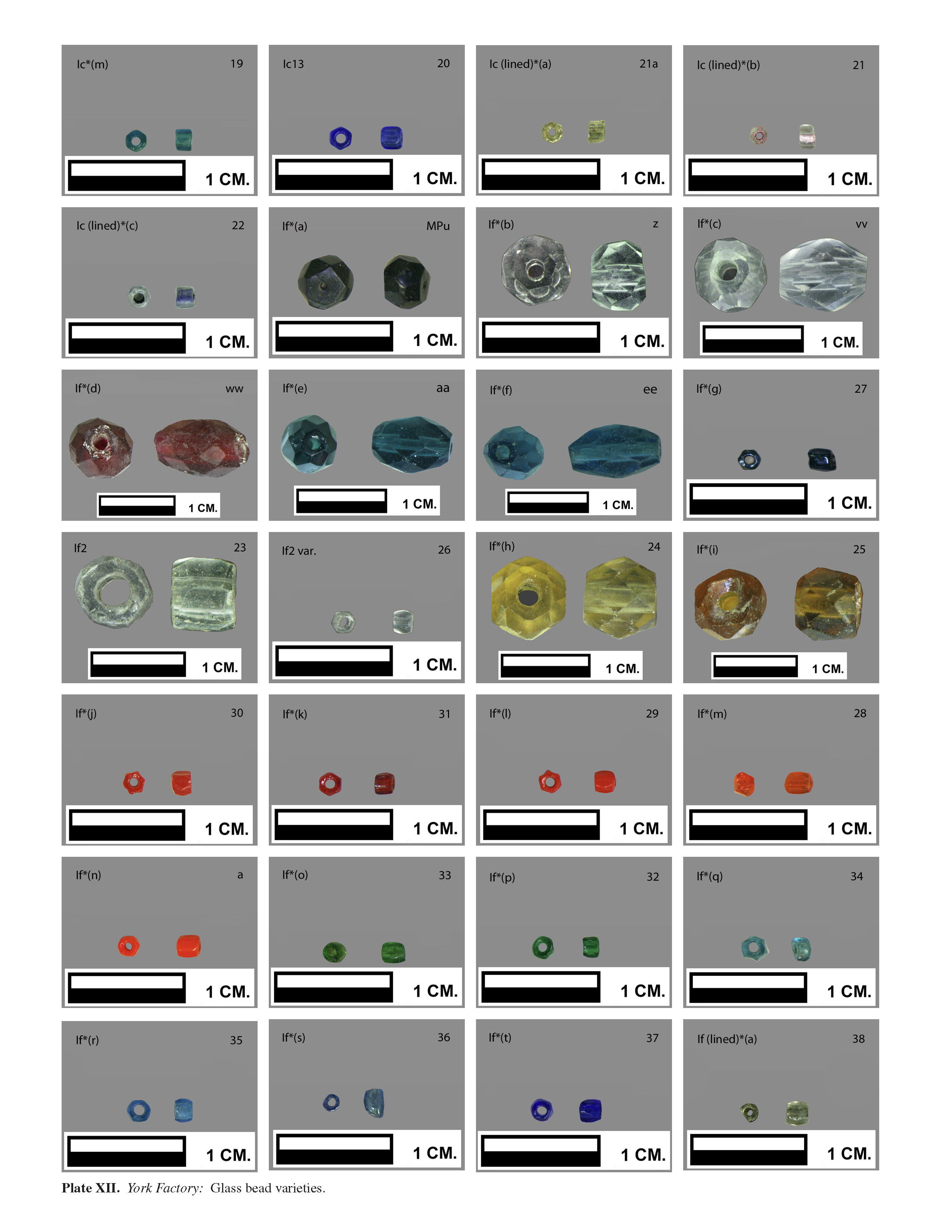 Plate XIIA York Factory: Glass bead varieties.