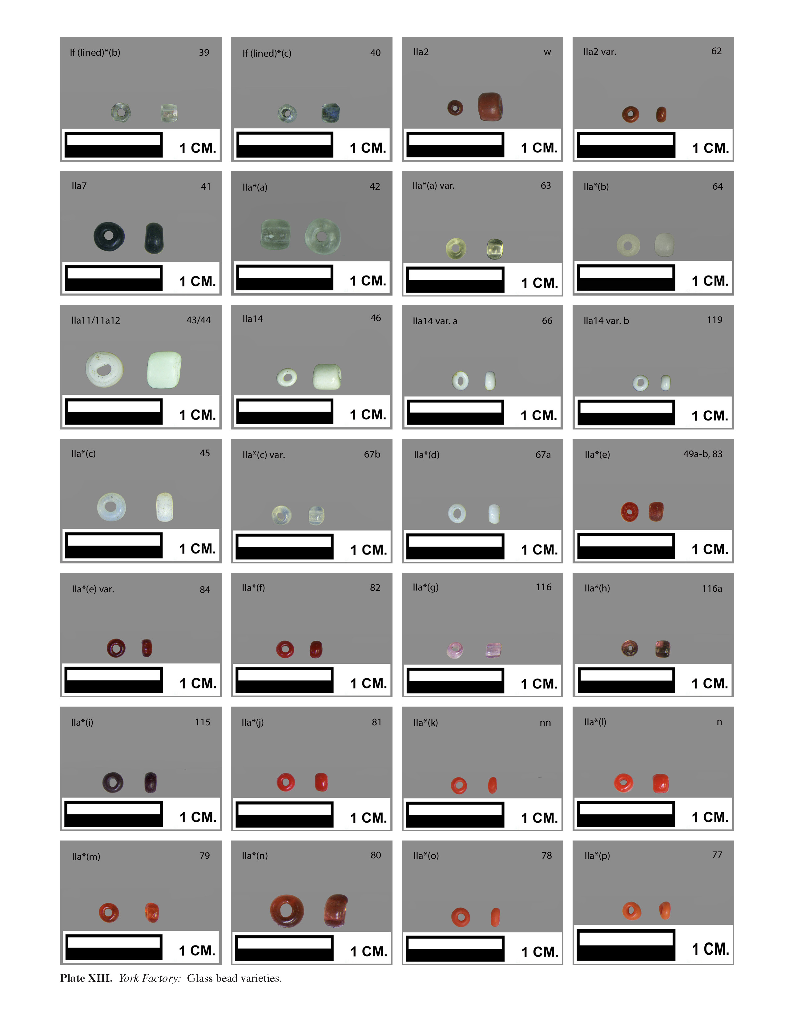 Plate XIIIA York Factory: Glass bead varieties. 