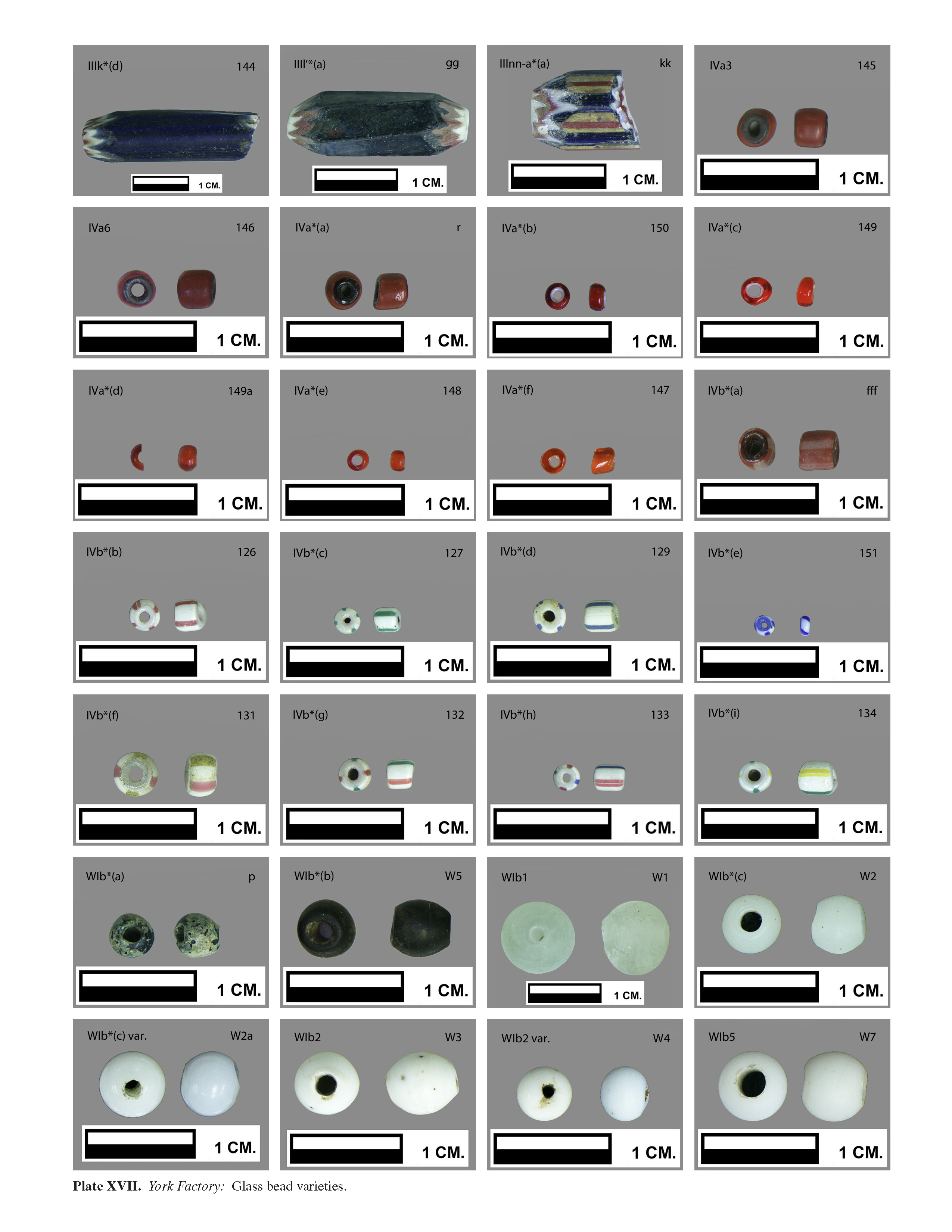 Plate XVIIA York Factory: Glass bead varieties.