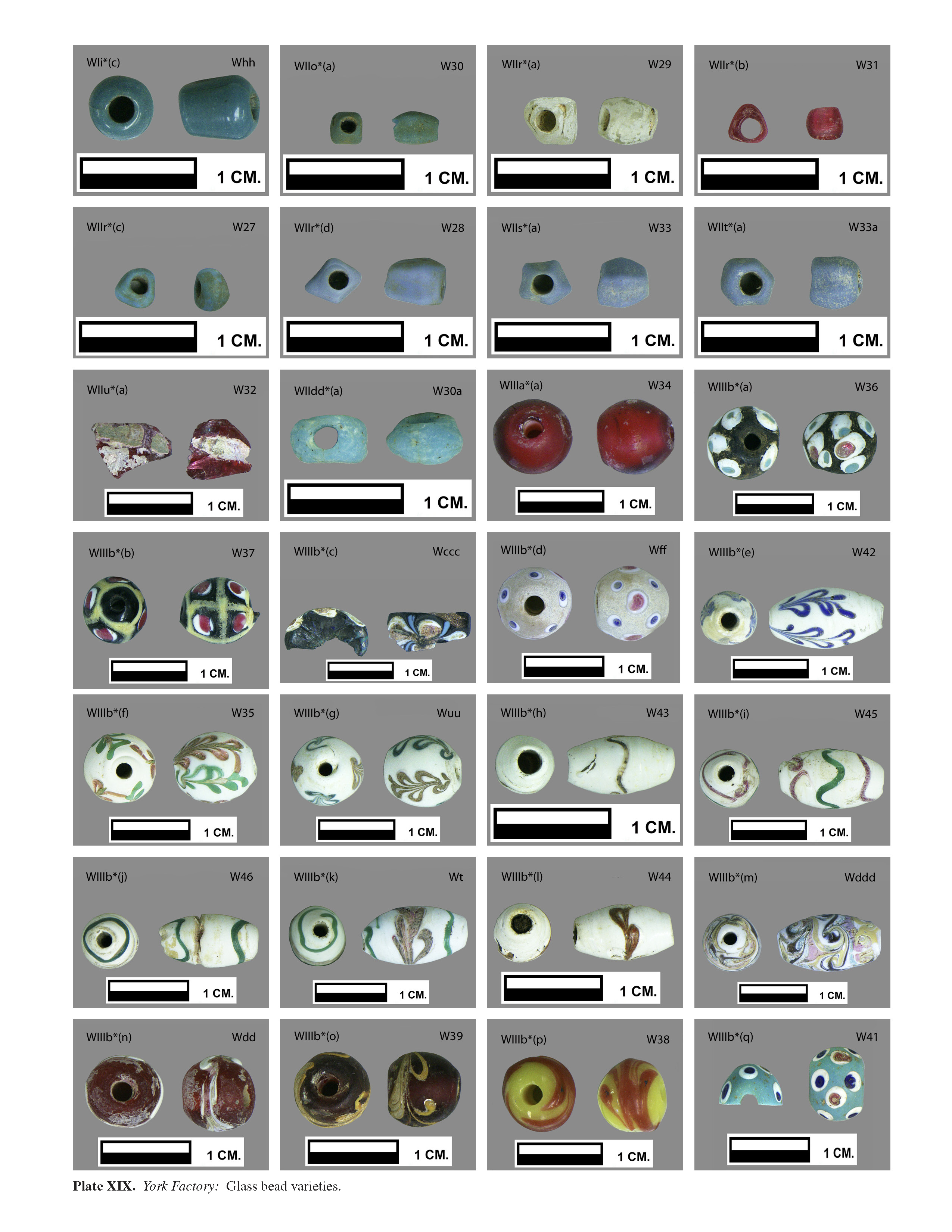 Plate XIXA York Factory: Glass bead varieties