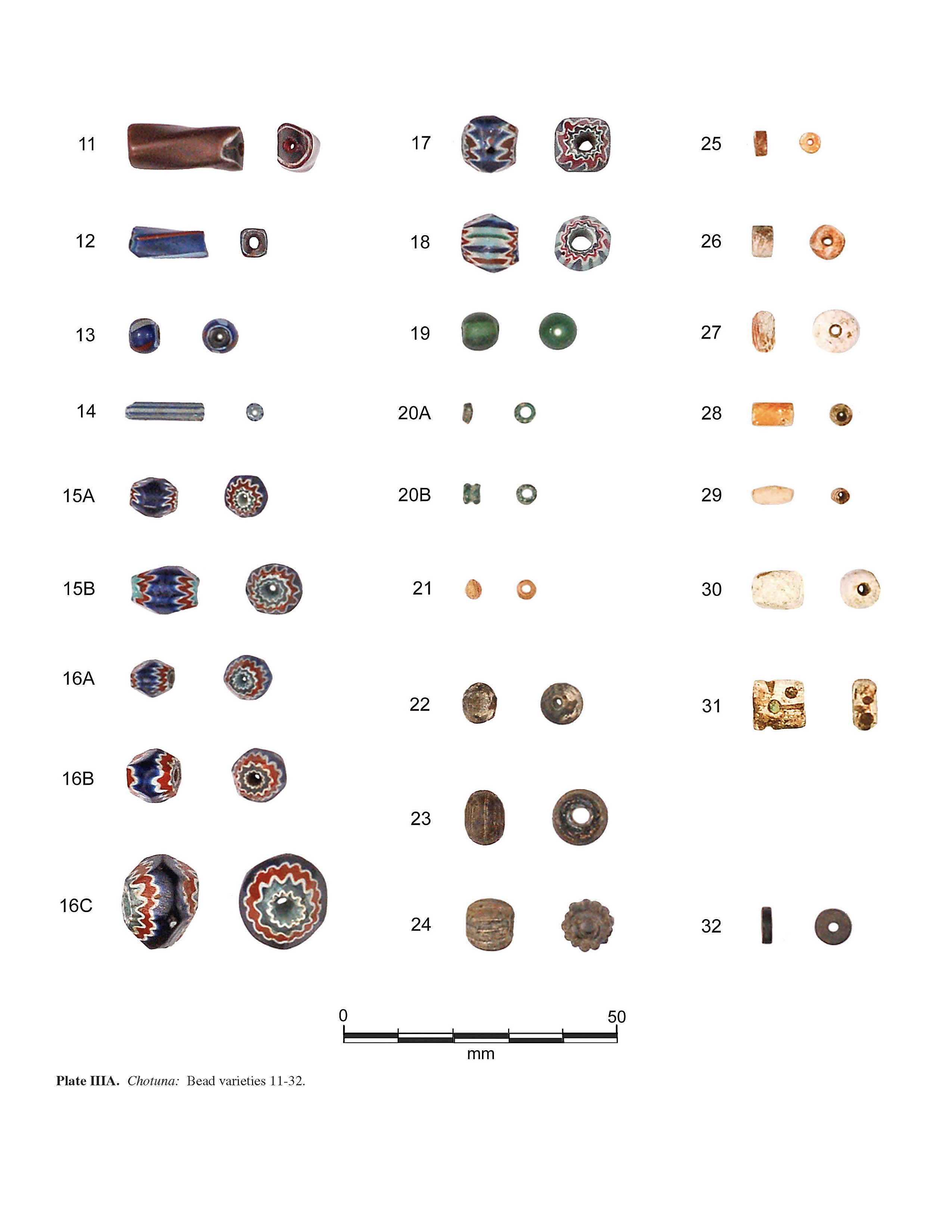 Plate IIIA Chotuna: Bead varieties 11-32. 