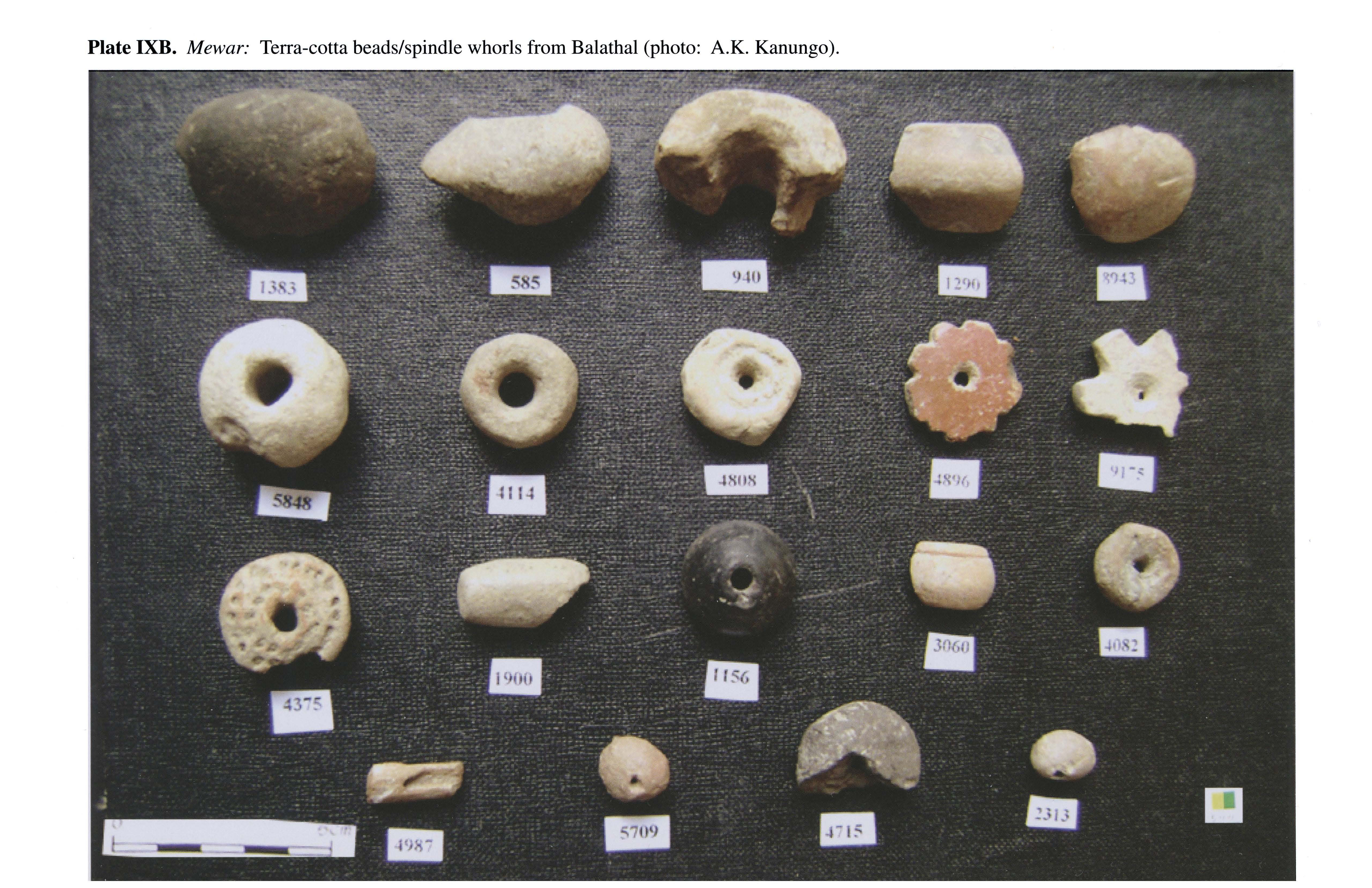 Plate IXB Mewar: Terra-cotta beads/spindle whorls from Balathal (photo: A.K. Kanungo). 