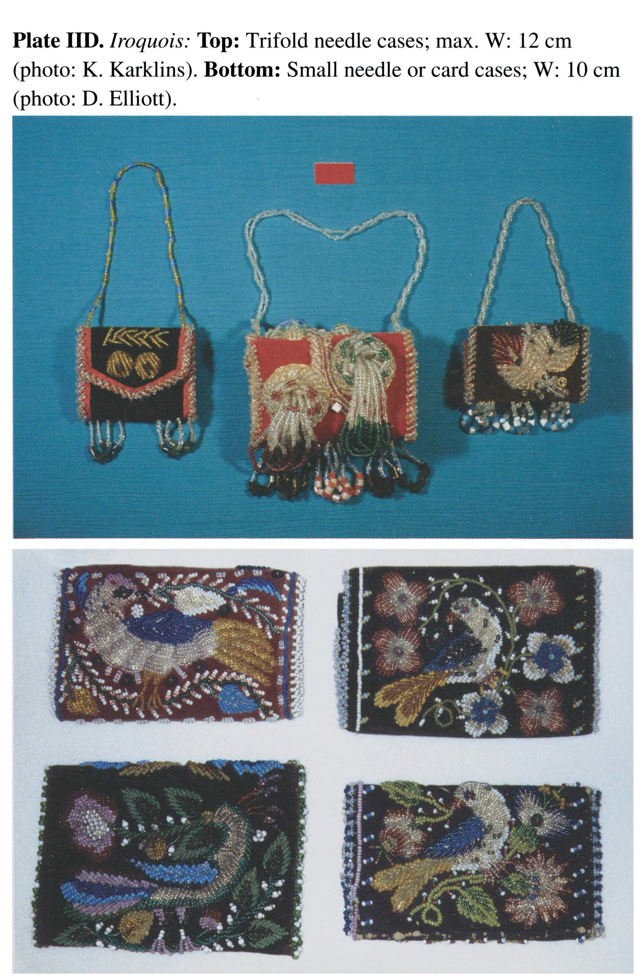 Plate IID Iroquois: Top: Trifold needle cases; max. W: 12 cm (photo: K. Karklins). Bottom: Small needle or card cases; W: 10 cm (photo: D. Elliott).