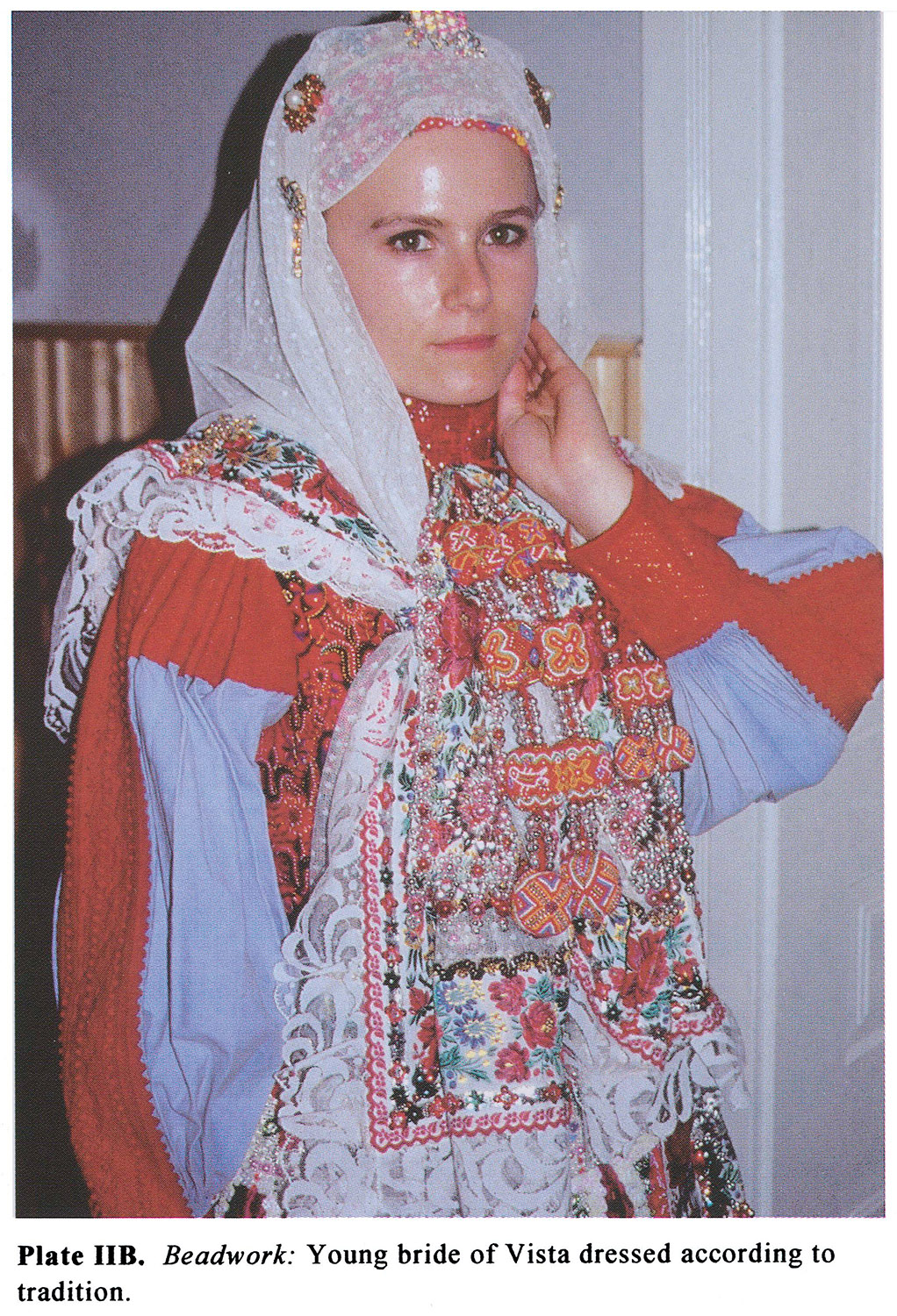 Plate IIB Beadwork: Young bride of Vista dressed according to tradition.