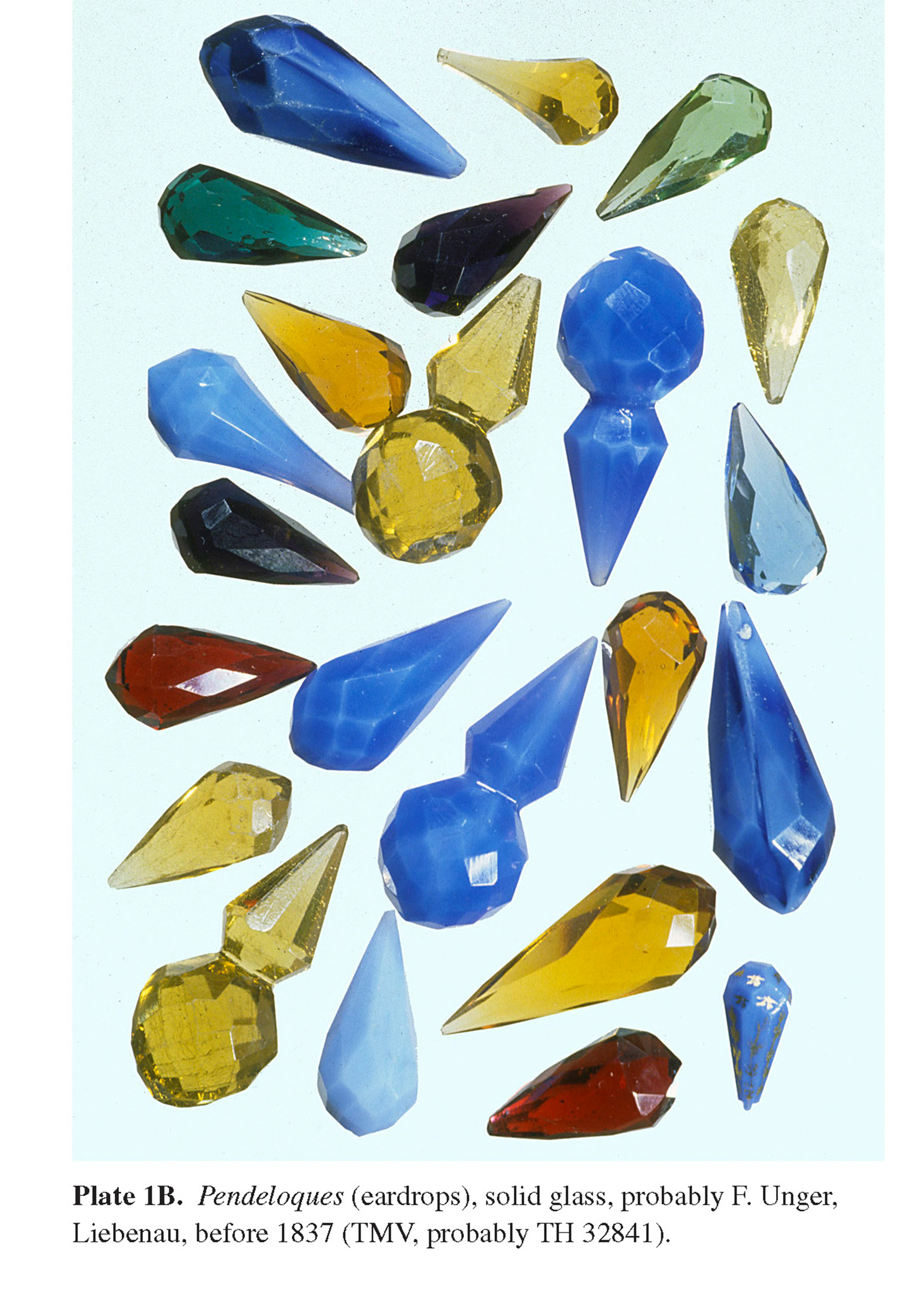 Plate 1B Pendeloques (eardrops), solid glass, probably F. Unger, Liebenau, before 1837 (TMV, probably TH 32841).
