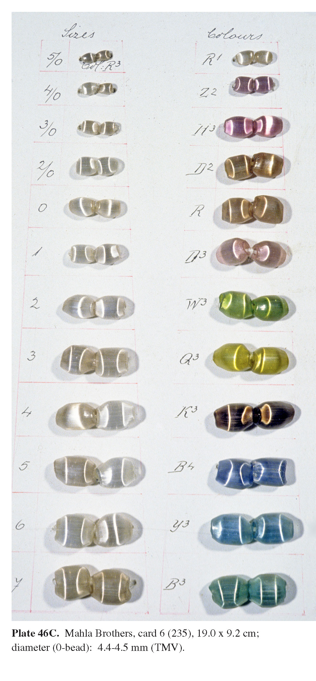 Plate 46C Mahla Brothers, card 6 (235), 19.0 x 9.2 cm; diameter (0-bead): 4.4-4.5 mm (TMV). 