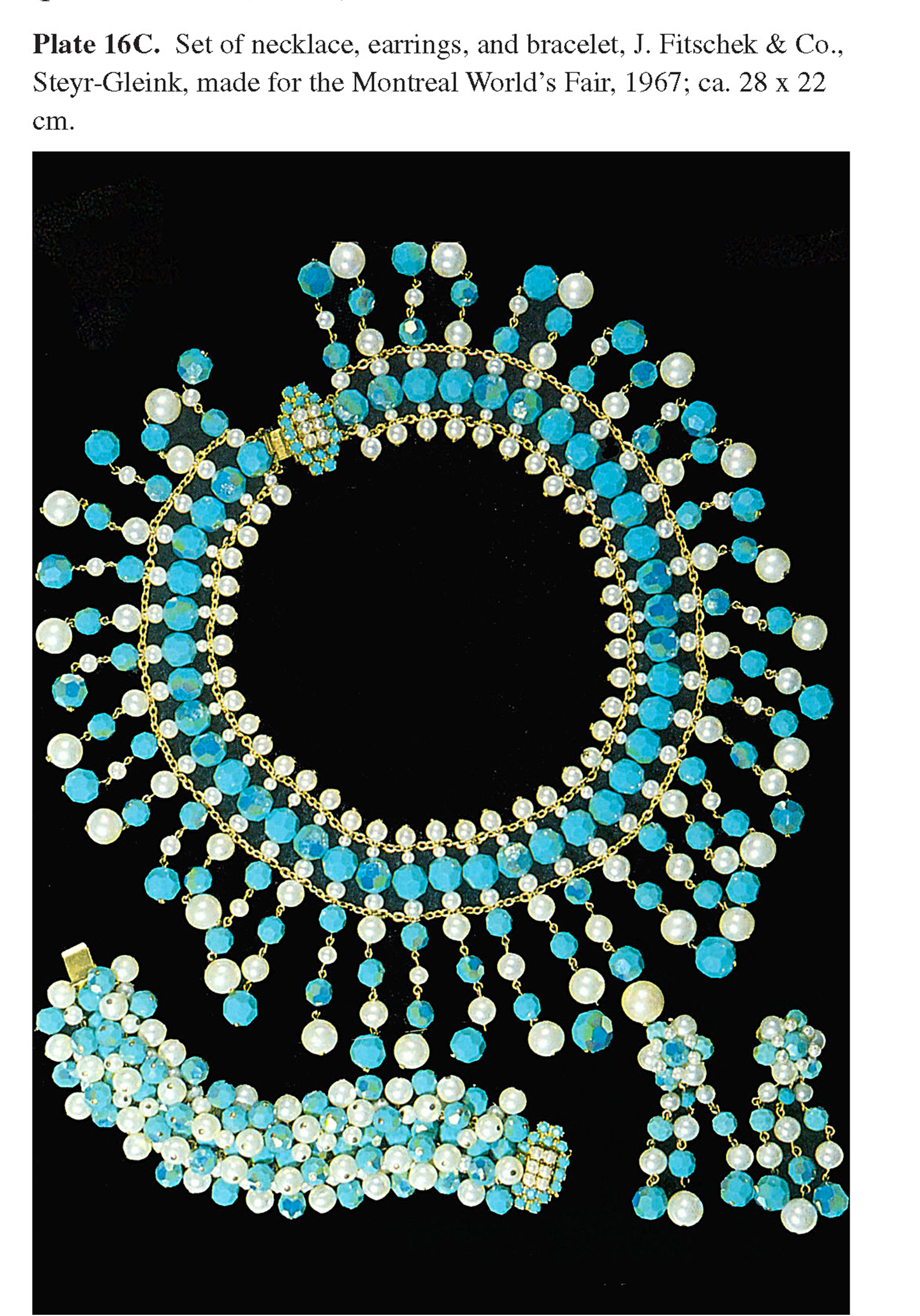 Plate 16C Set of necklace, earrings, and bracelet, J. Fitschek & Co., Steyr-Gleink, made for the Montreal World’s Fair, 1967; ca. 28 x 22 cm.