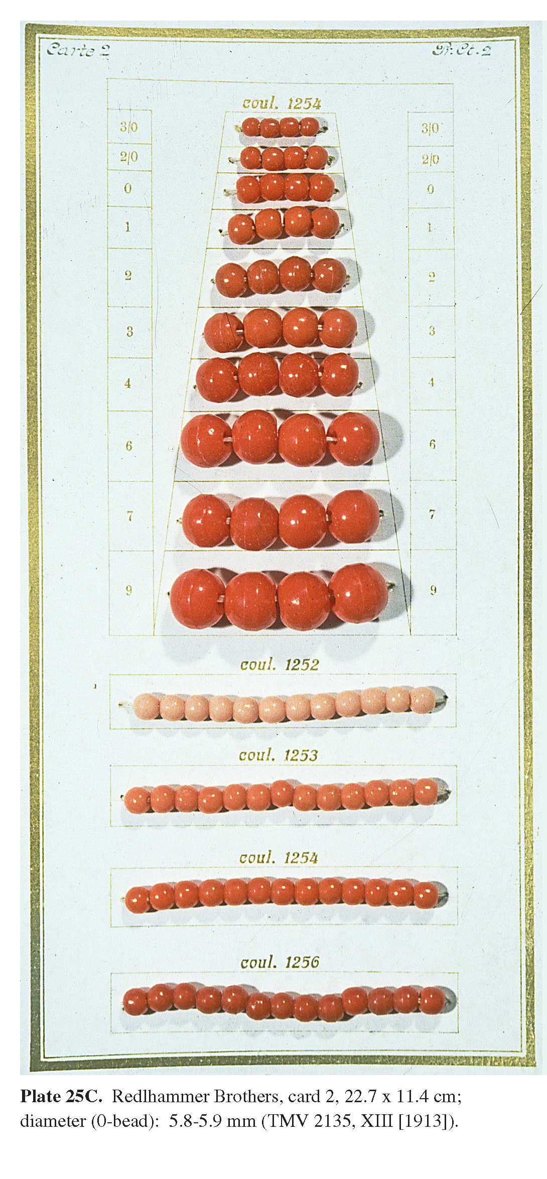 Plate 25C Redlhammer Brothers, card 2, 22.7 x 11.4 cm; diameter (0-bead): 5.8-5.9 mm (TMV 2135, XIII [1913]).