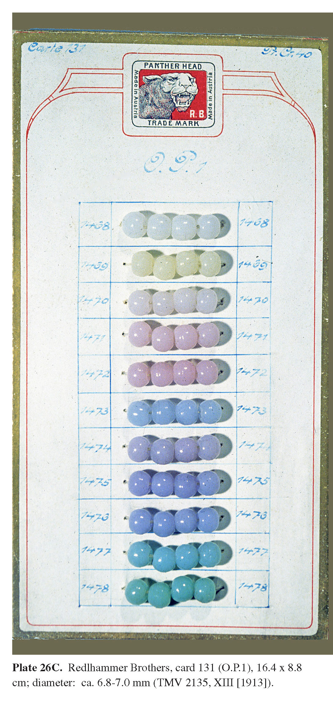 Plate 26C Redlhammer Brothers, card 131 (O.P.1), 16.4 x 8.8 cm; diameter: ca. 6.8-7.0 mm (TMV 2135, XIII [1913]).
