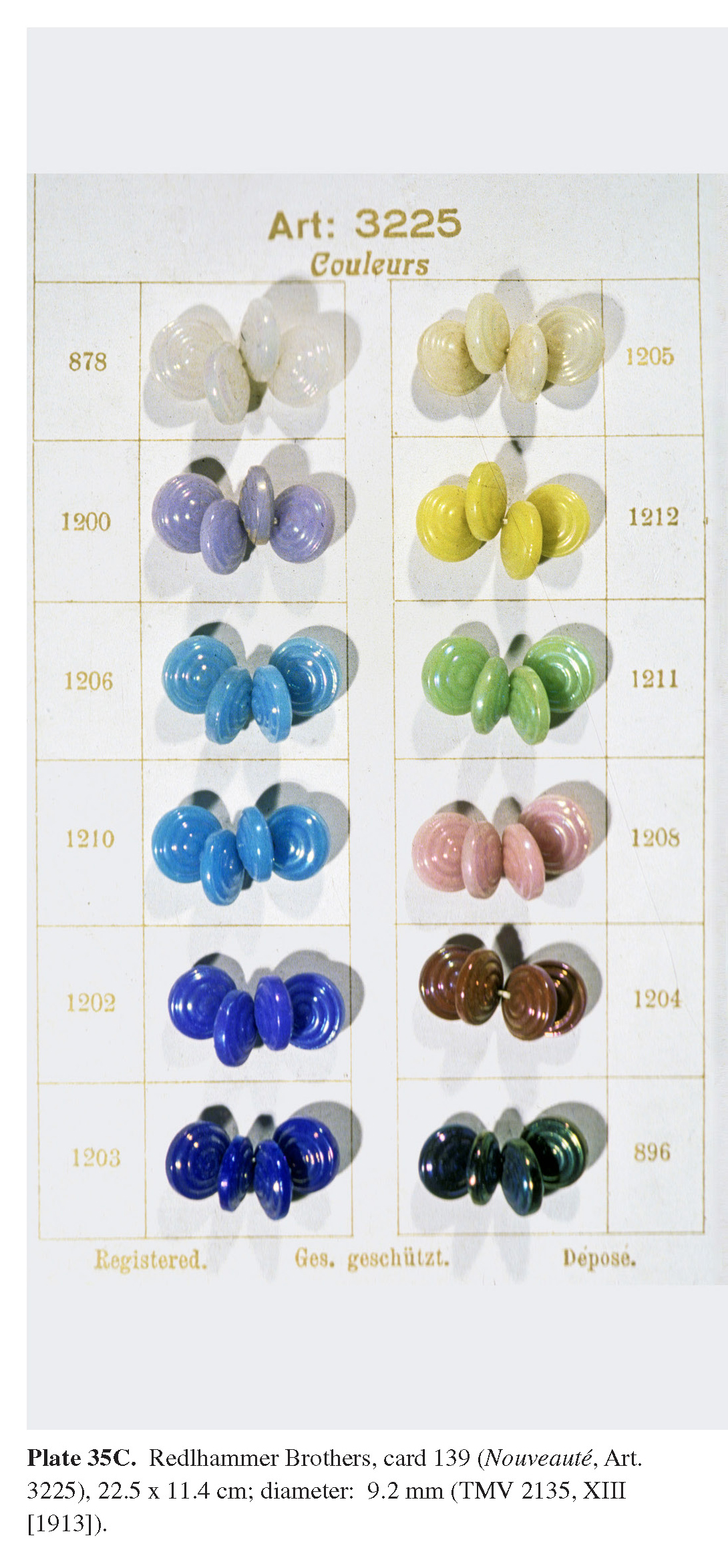Plate 35C Redlhammer Brothers, card 139 (Nouveauté, Art. 3225), 22.5 x 11.4 cm; diameter: 9.2 mm (TMV 2135, XIII [1913]). 
