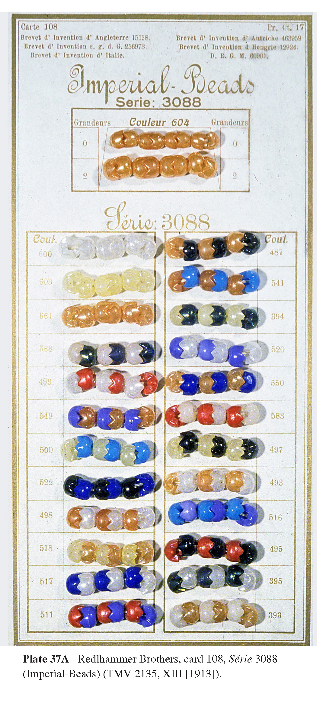 Plate 37A Redlhammer Brothers, card 108, Série 3088 (Imperial-Beads) (TMV 2135, XIII [1913]).