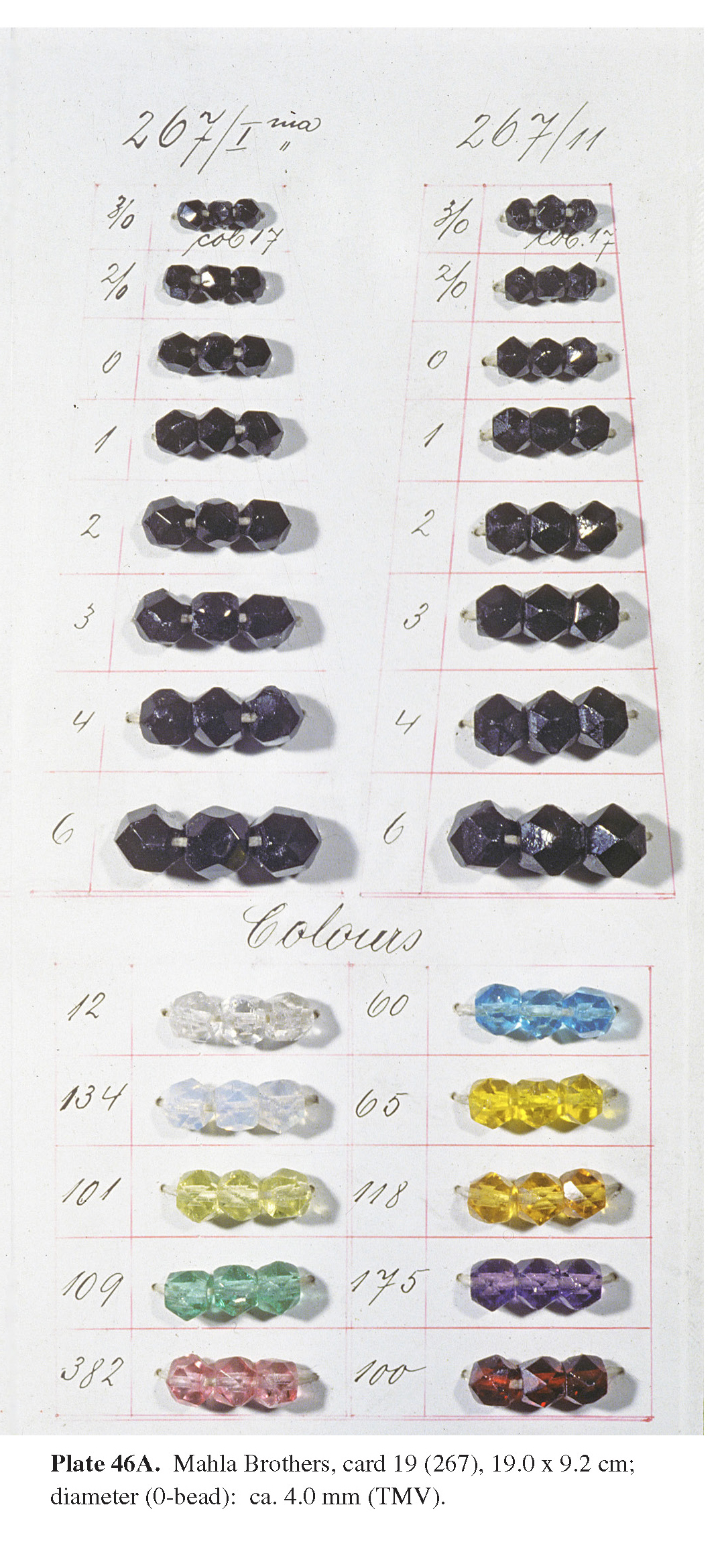 Plate 46A Mahla Brothers, card 19 (267), 19.0 x 9.2 cm; diameter (0-bead): ca. 4.0 mm (TMV).