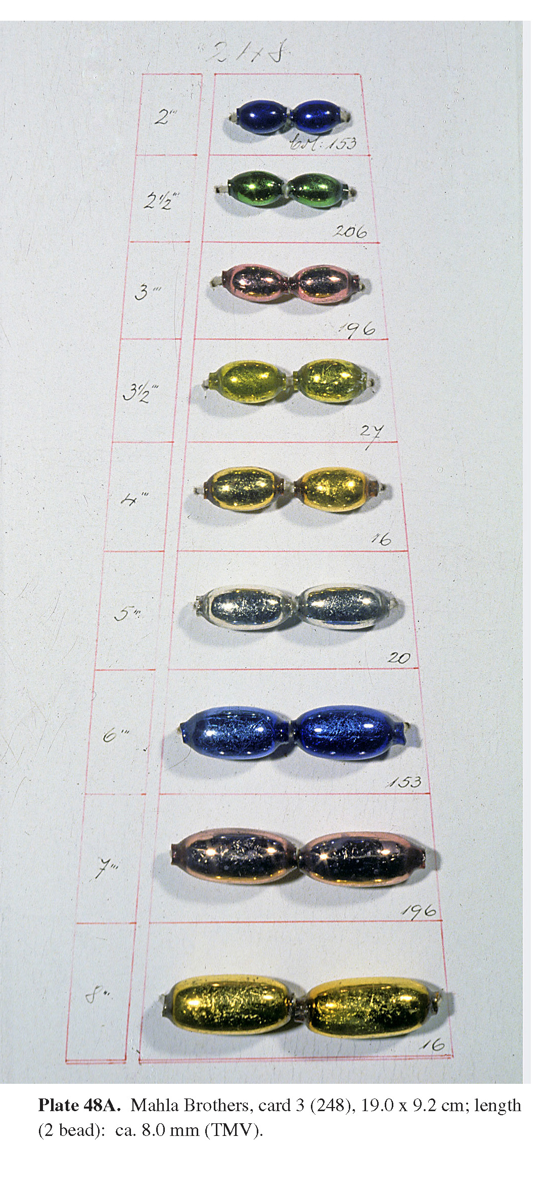 Plate 48A Mahla Brothers, card 3 (248), 19.0 x 9.2 cm; length (2 bead): ca. 8.0 mm (TMV).