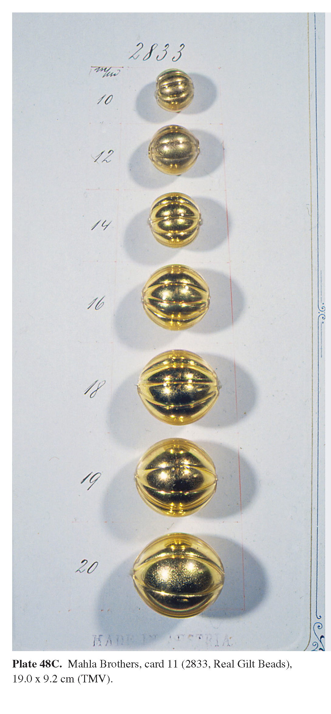 Plate 48C Mahla Brothers, card 11 (2833, Real Gilt Beads), 19.0 x 9.2 cm (TMV). 